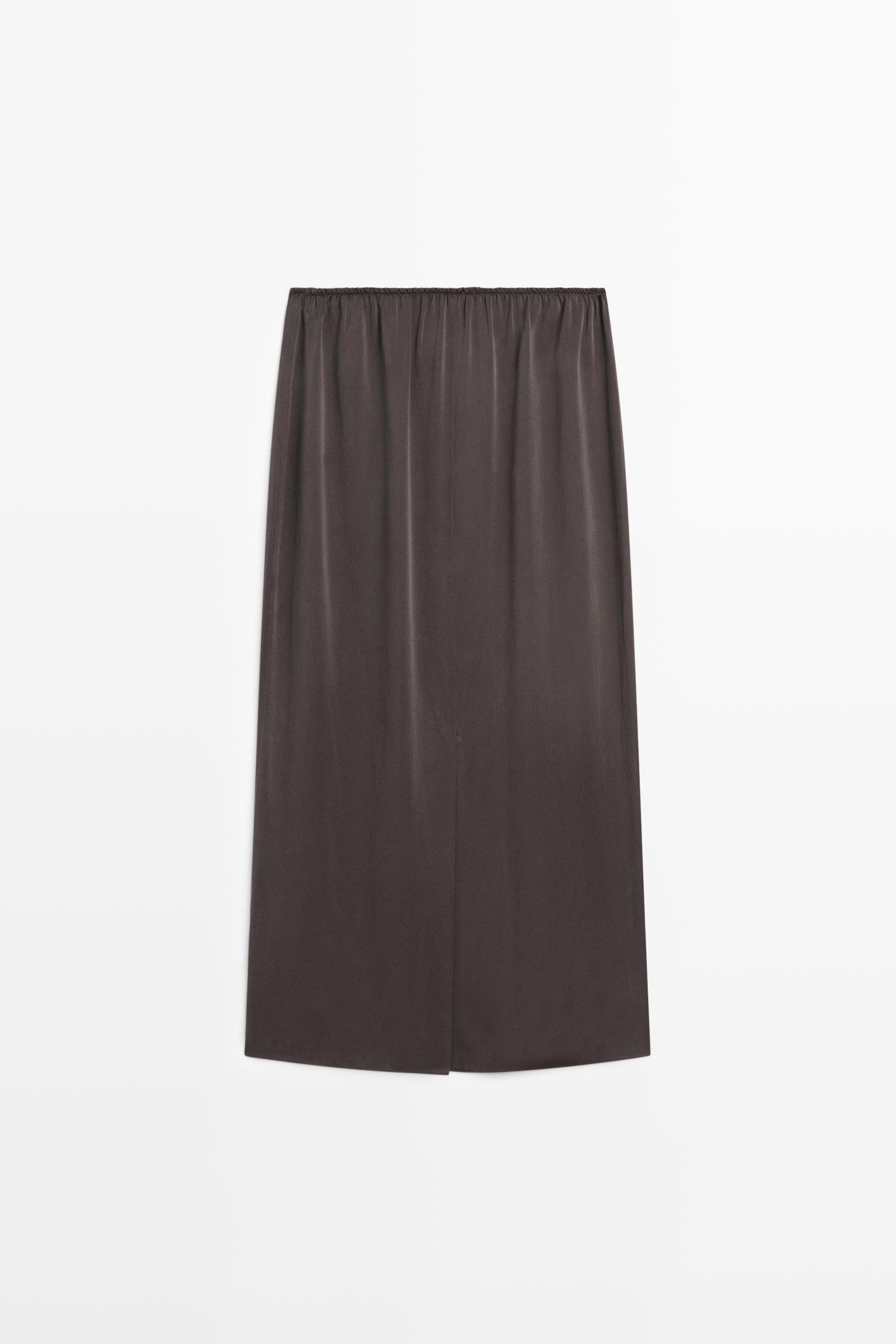 100% silk straight midi skirt